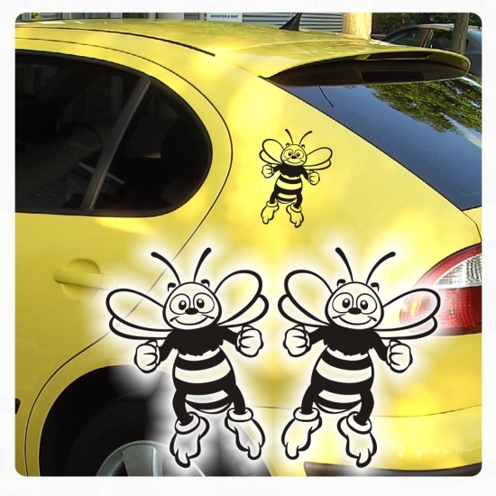 2er SET Autoaufkleber lustige Biene Bienen Aufkleber Auto A1813