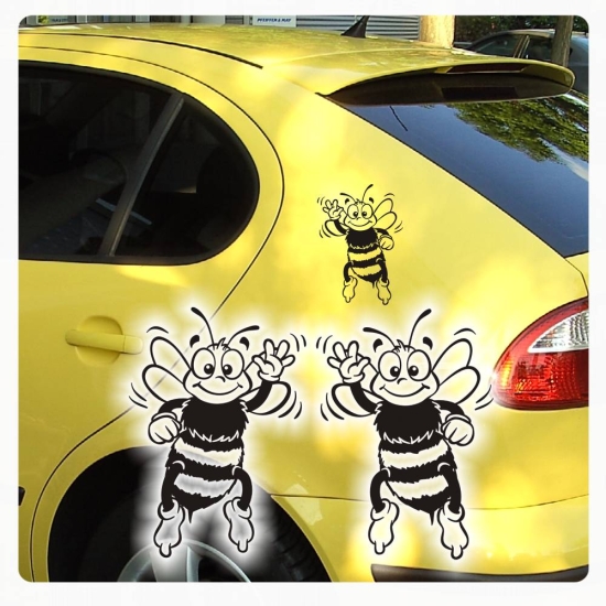 2er SET Autoaufkleber lustige Biene Bienen Aufkleber Auto A1814