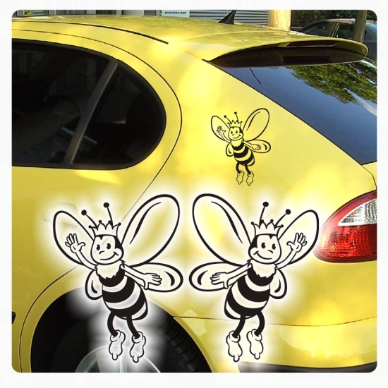 2er SET Autoaufkleber Bienenkönigin Biene Bienen Aufkleber Auto A1801
