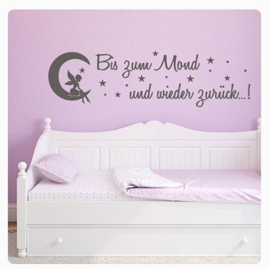 Wandtattoo Sterne Fee bis zum Mond Wandaufkleber W1701