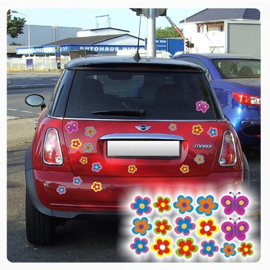 Blumen Blüten Schmetterlinge Auto Aufkleber Sticker Autoaufkleber DA168