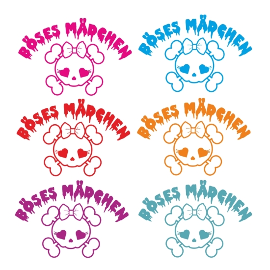 Böses Mädchen Skull Autoaufkleber Tattoo Heckscheibe Sticker A2038
