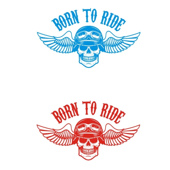 Autoaufkleber Skull Biker Born To Ride  Auto Aufkleber Sticker Motorhaube A513