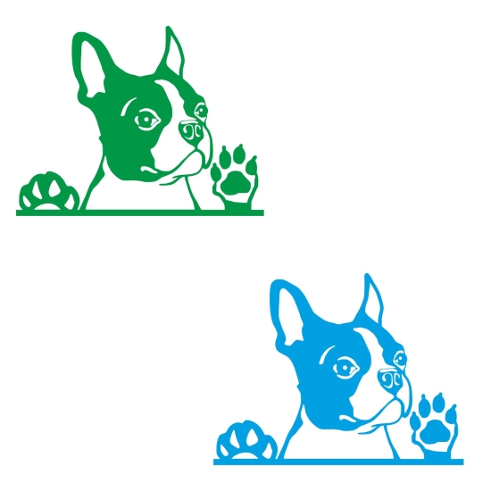 Boston Terrier Auto Aufkleber Hundeaufkleber Sticker Pfote A635