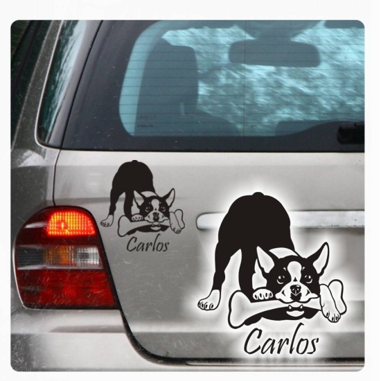 Boston Terrier  Name Auto Aufkleber Autoaufkleber Sticker A1087