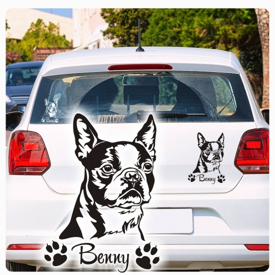 Boston Terrier Name Pfoten Autoaufkleber Auto Aufkleber Sticker A766
