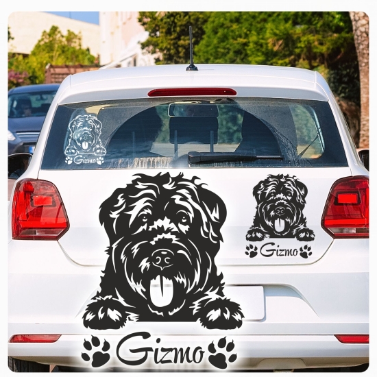 Auto Aufkleber Bouvier des Flandres Name Hund Pfoten Sticker A4198dres Name Hund Pfoten Sticker A4197