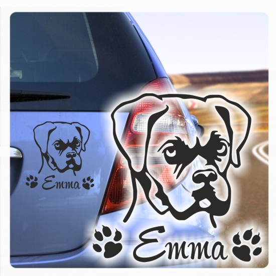 Auto Aufkleber Boxer Name Autoaufkleber Hund Pfoten clickstick A465