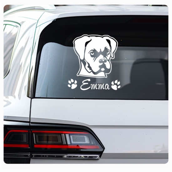 Auto Aufkleber Boxer Name Autoaufkleber Hund Pfoten clickstick A465