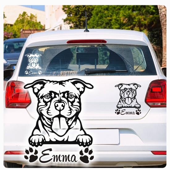 American Pitbull Terrier Bullterrier Name Pfoten Autoaufkleber Auto Aufkleber Sticker A898