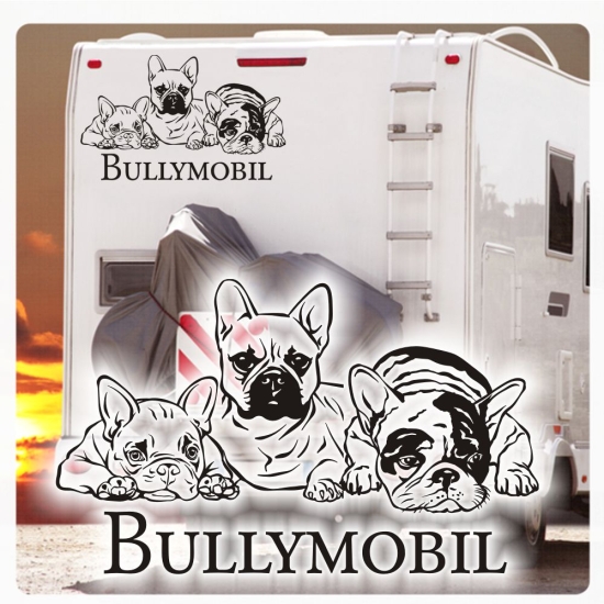 Wohnmobil Aufkleber Bullymobil 3 Französiche Bulldogen WoMo299