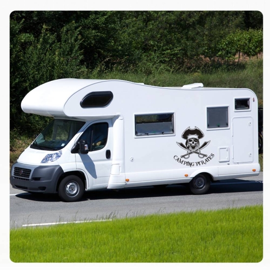 Camping Pirates Skull Pirat Wohnmobil Aufkleber Wohnwagen Sticker WoMo262