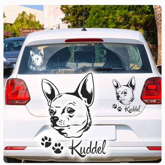 Auto Aufkleber Chihuahua Name Autoaufkleber Hund Hunde Sticker Pfoten A149