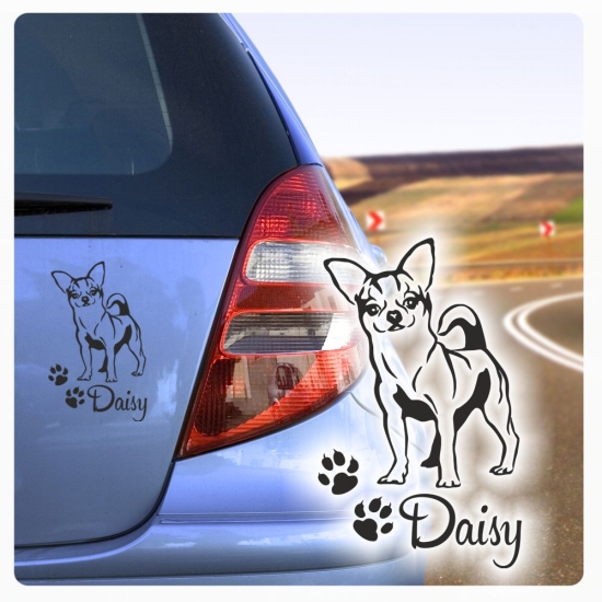 Auto Aufkleber Chihuahua Name Autoaufkleber Hund Hunde Sticker Pfoten A4069