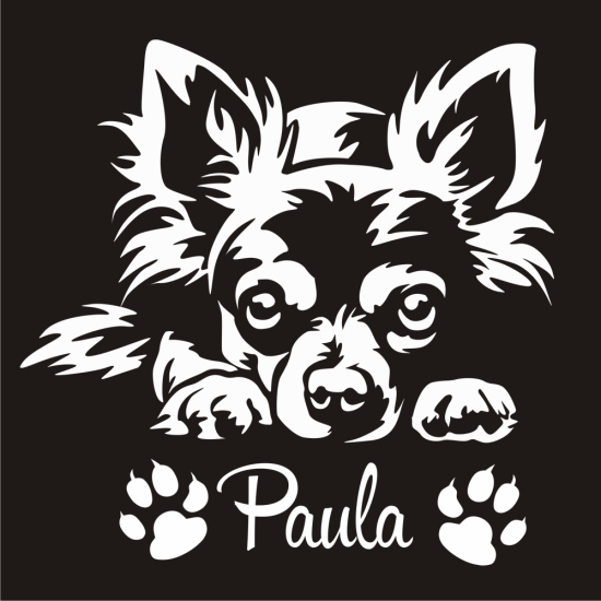 Chihuahua Autoaufkleber Sticker Aufkleber Hund Pfoten Name A4258