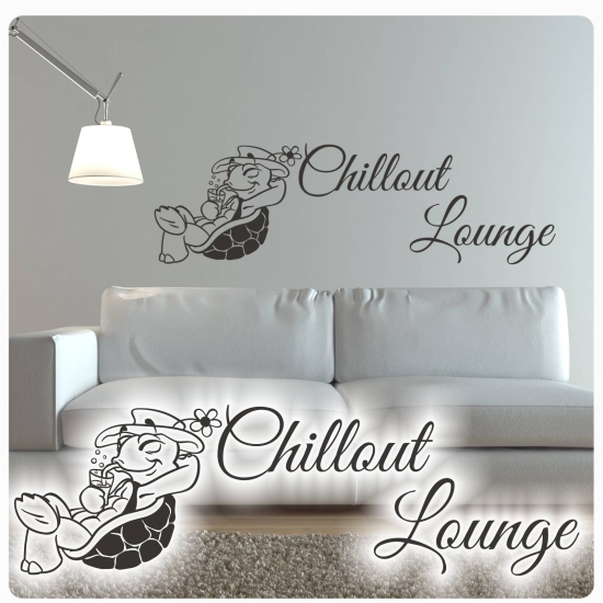 Schildkröte Chillkröte Chill Out Lounge Chillout Wandtattoo W1776