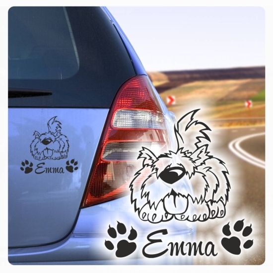 Auto Aufkleber Malteser Bolonka Name Comic Style Autoaufkleber Pfoten Hund A4073