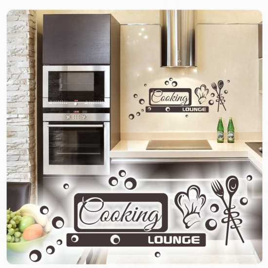 Cooking Lounge Wandtattoo Wandaufkleber Küche Essen W3042