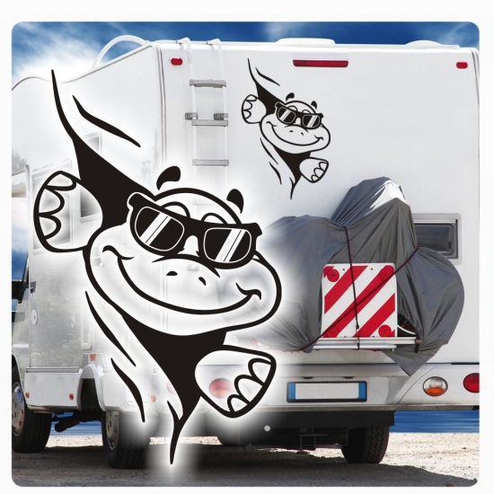 Schildkröte schaut raus Cool Wohnmobil Aufkleber Wohnwagen Sticker WoMo254