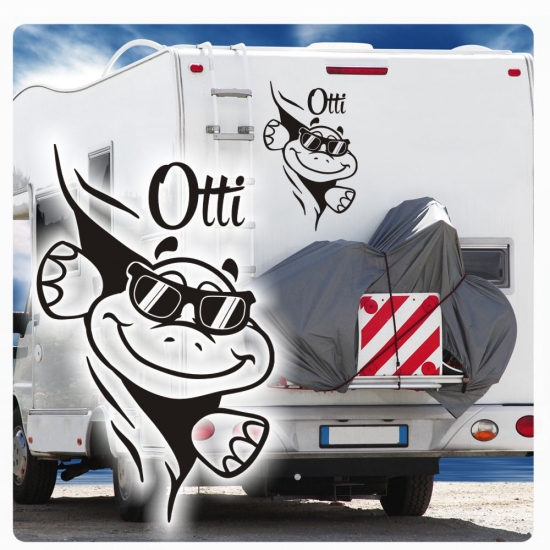 Schildkröte schaut raus Cool Name Wohnmobil Aufkleber Wohnwagen Sticker WoMo345