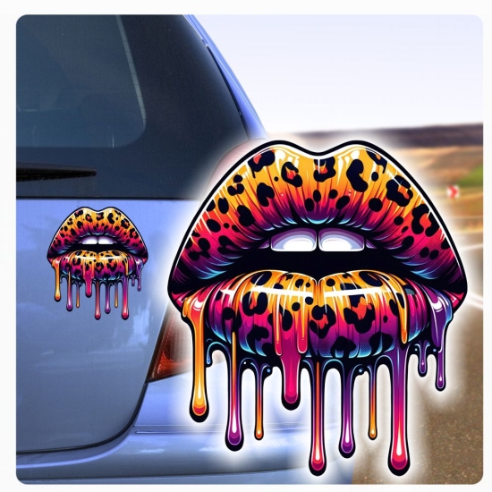 Coole Lippen Lips Leopard Autoaufkleber Sticker Auto Aufkleber Digitaldruck DA337