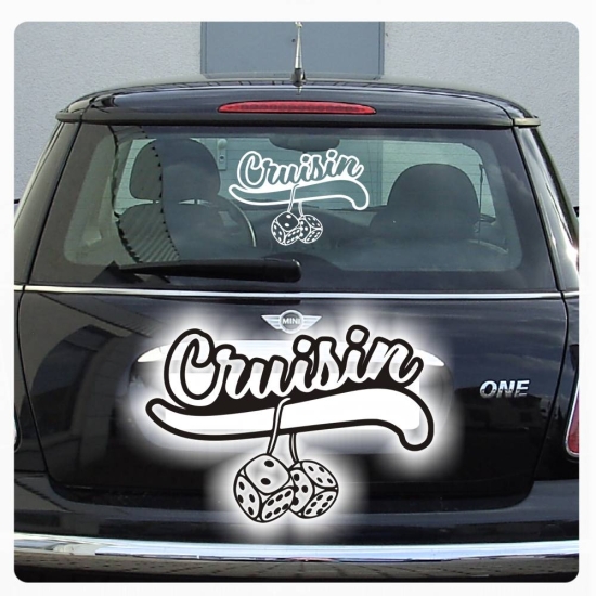 Cruisin Würfel Dice-Rockabilly Aufkleber Autoaufkleber Sticker - Heckscheiben Aufkleber - A1226