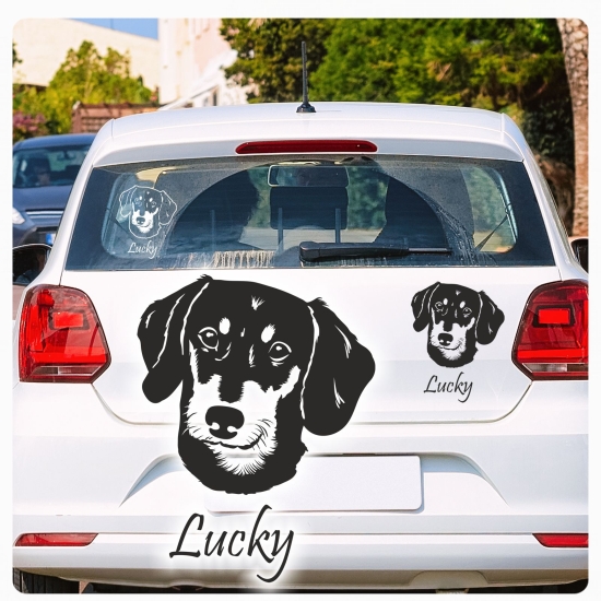 Dackel Name Aufkleber Auto Hund Kurzhaar Sticker Teckel A1622