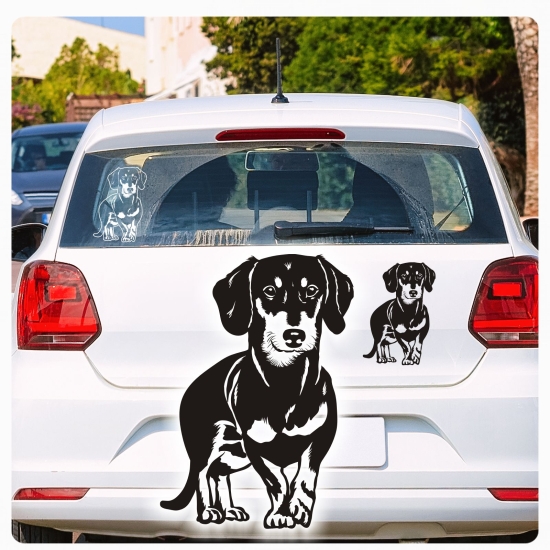 Hundeaufkleber Dackel Teckel stehend Kurzhaar Autoaufkleber Auto Sticker Aufkleber A698