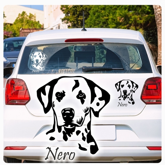 Dalmatiner Name Auto Aufkleber Autoaufkleber Sticker Hund A1122