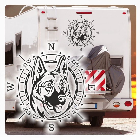 Wohnmobil Aufkleber Deutscher Schäferhund Kompass Wohnwagen Caravan Sticker WoMo453