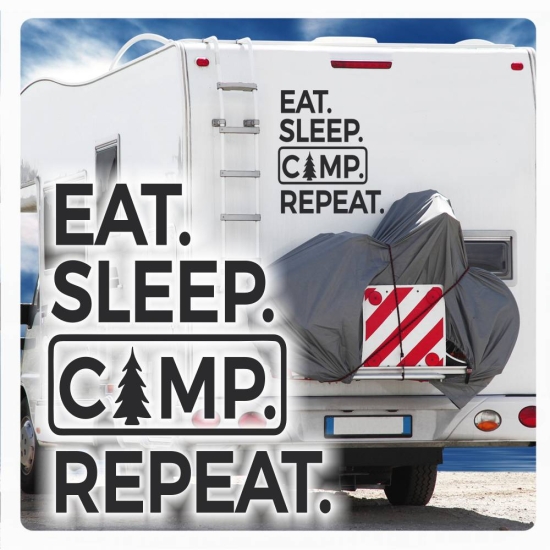 Eat Sleep Camp Repeat Wohnmobil Aufkleber Sticker Caravan Camping WoMo249