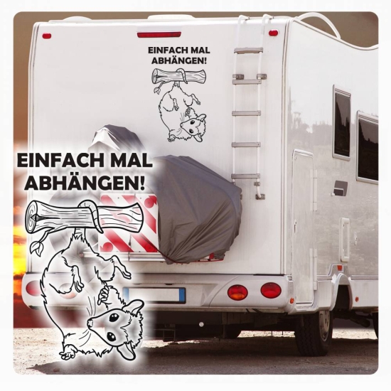 Opossum Einfach mal Abhängen! Wohnmobil Aufkleber Wohnwagen Sticker WoMo275