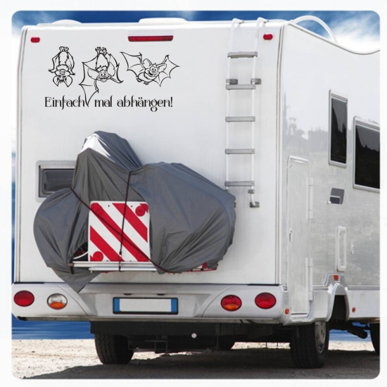 Einfach mal abhängen! Fledermaus Fledermäuse Wohnmobil Aufkleber Wohnwagen Caravan Sticker WoMo293