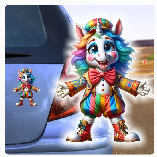 Cooler Einhorn Clown Autoaufkleber Sticker Auto Aufkleber Digitaldruck DA357