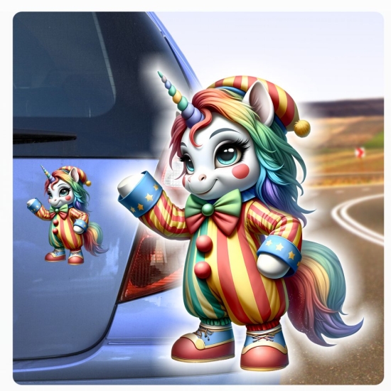Cooler Einhorn Clown Autoaufkleber Sticker Auto Aufkleber Digitaldruck DA352