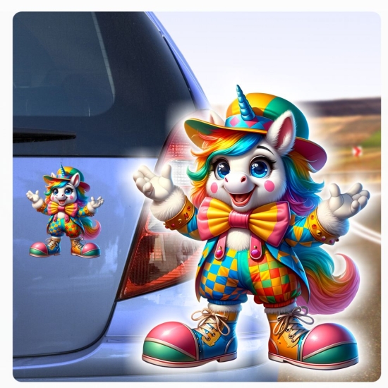 Cooler Einhorn Clown Autoaufkleber Sticker Auto Aufkleber Digitaldruck DA353