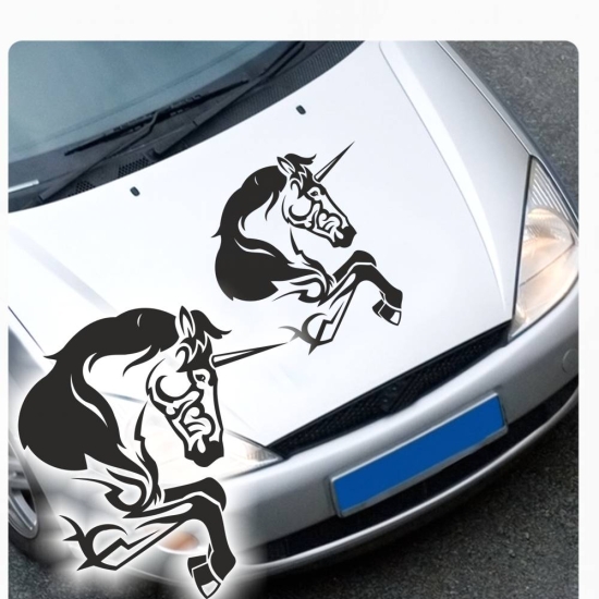 Einhorn Auto Aufkleber Tribal Tattoo Pferde Unicorn Motorhauben Sticker A503