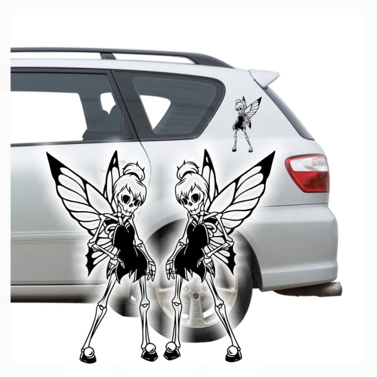 Elfe Fee Fairy Skull Auto Aufkleber Mond Sterne 2er Set Sticker Autoaufkleber A1159
