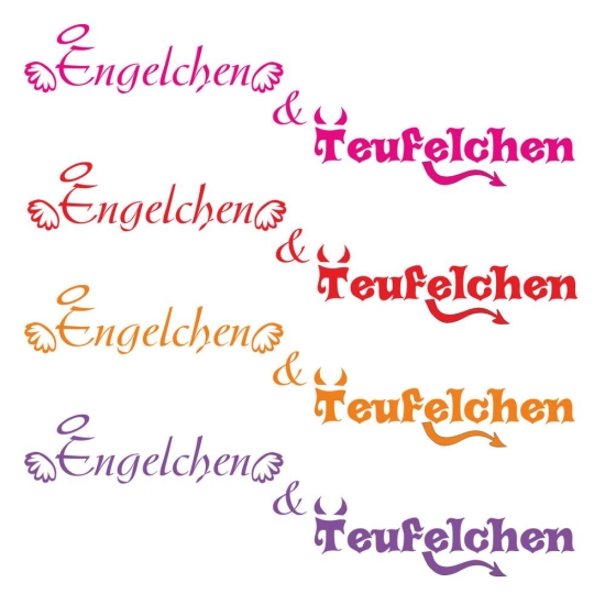 Engelchen & Teufelchen Wandtattoo Wandaufkleber Engel Teufel Wandsticker W095