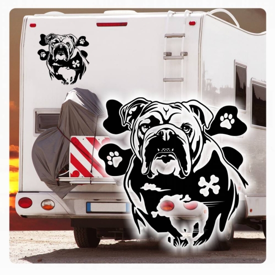 Englische Bulldogge Bully Wohnmobil Aufkleber Wohnwagen Sticker WoMo271