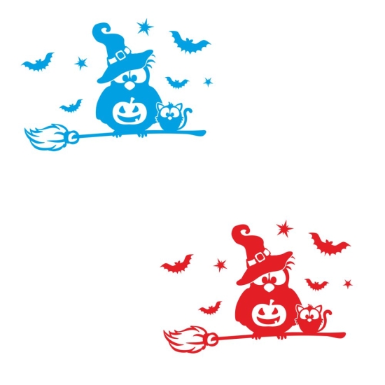 Preview: Eule Hexe Katze Besen Auto Aufkleber Autoaufkleber Sticker  A3056