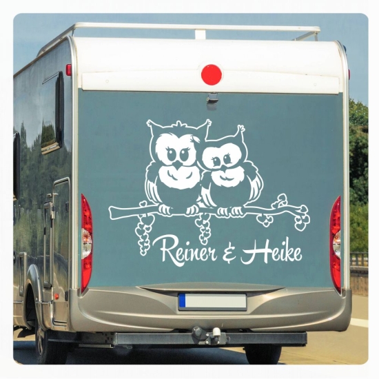 Eulen Eulenliebe Wunschname Namen Wohnmobil Aufkleber Wohnwagen Sticker WoMo447