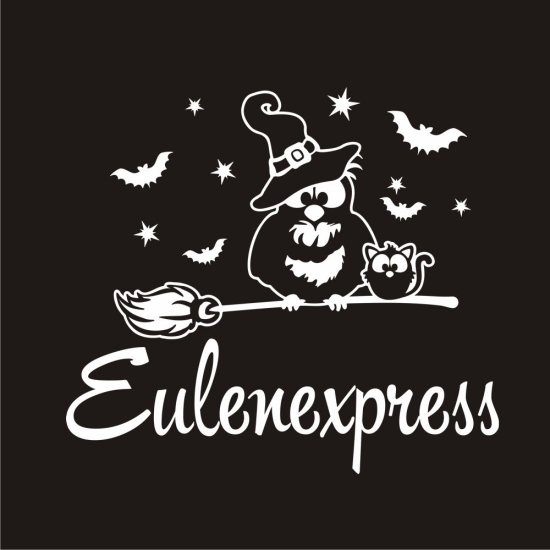 Preview: Eule Hexe Katze Eulenexpress Auto Aufkleber Sticker Sterne Autoaufkleber A2075