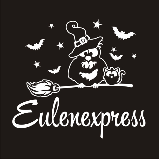 Preview: Eule Hexe Katze Eulenexpress Auto Aufkleber Sticker Sterne Autoaufkleber A1147