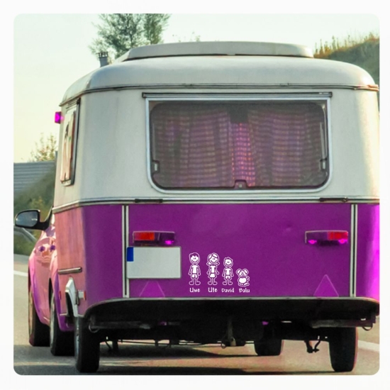 Familie Mama Papa Mädchen Junge Baby Wohnmobil Aufkleber Wohnwagen lustig Caravan Sticker WoMo490