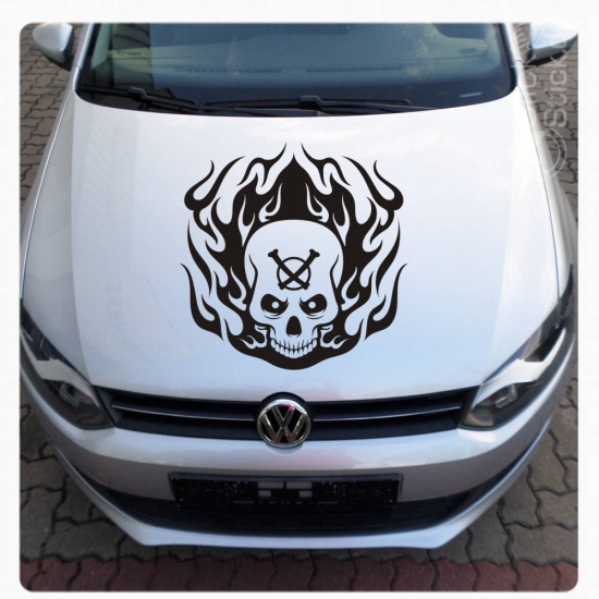 Flames Skull Totenkopf Bones Autoaufkleber Auto Aufkleber Sticker A756