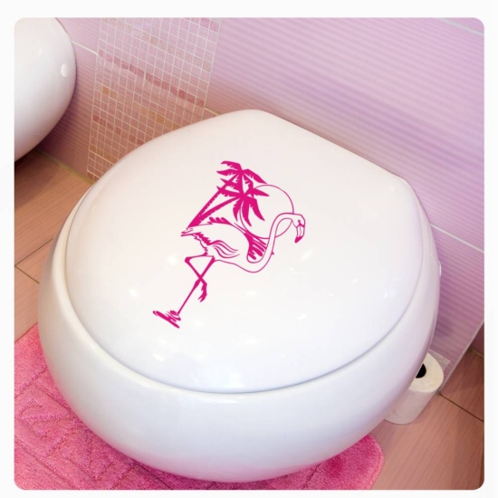 Flamingo Palmen Karibik WC Deckel Aufkleber Badezimmer BAD TDA058