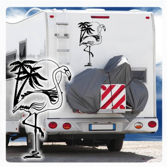 Wohnmobil Aufkleber Flamingo Karibik Palme WoMo Caravan Aufkleber Sticker WoMo128