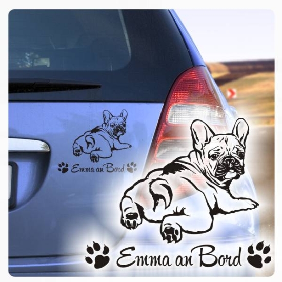 Französische Bulldogge Name Auto Aufkleber Hundeaufkleber Autoaufkleber Sticker A614