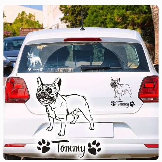 Französiche Bulldogge Bully Name Pfoten Autoaufkleber Auto Aufkleber Sticker A1224